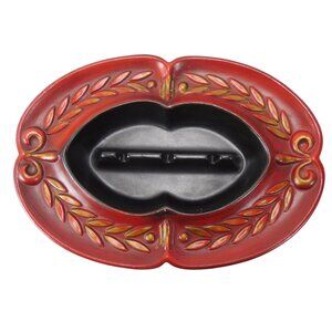 Vintage 1970s USA Mid Century Heager Red AshTray Wheat Leaf Baroque Crest 1068